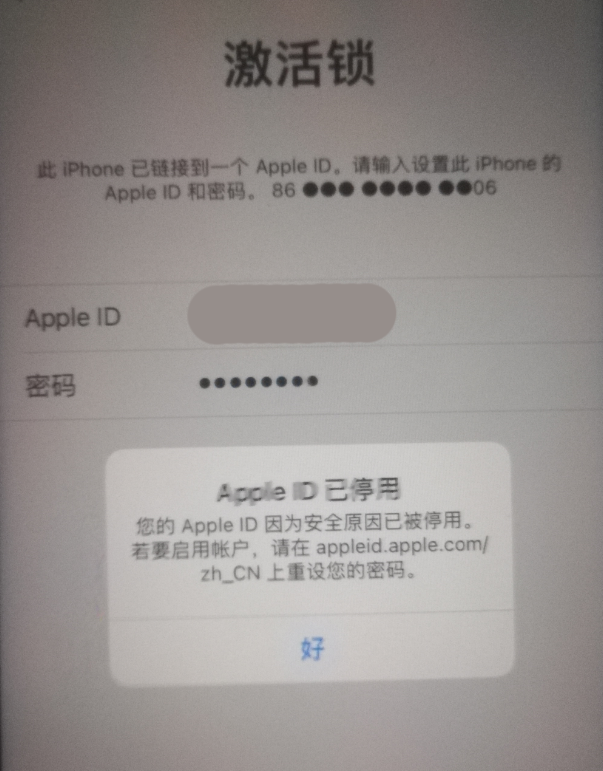 东山苹果手机维修分享iPhone 12 出现提示“Apple ID 已停用”怎么办 